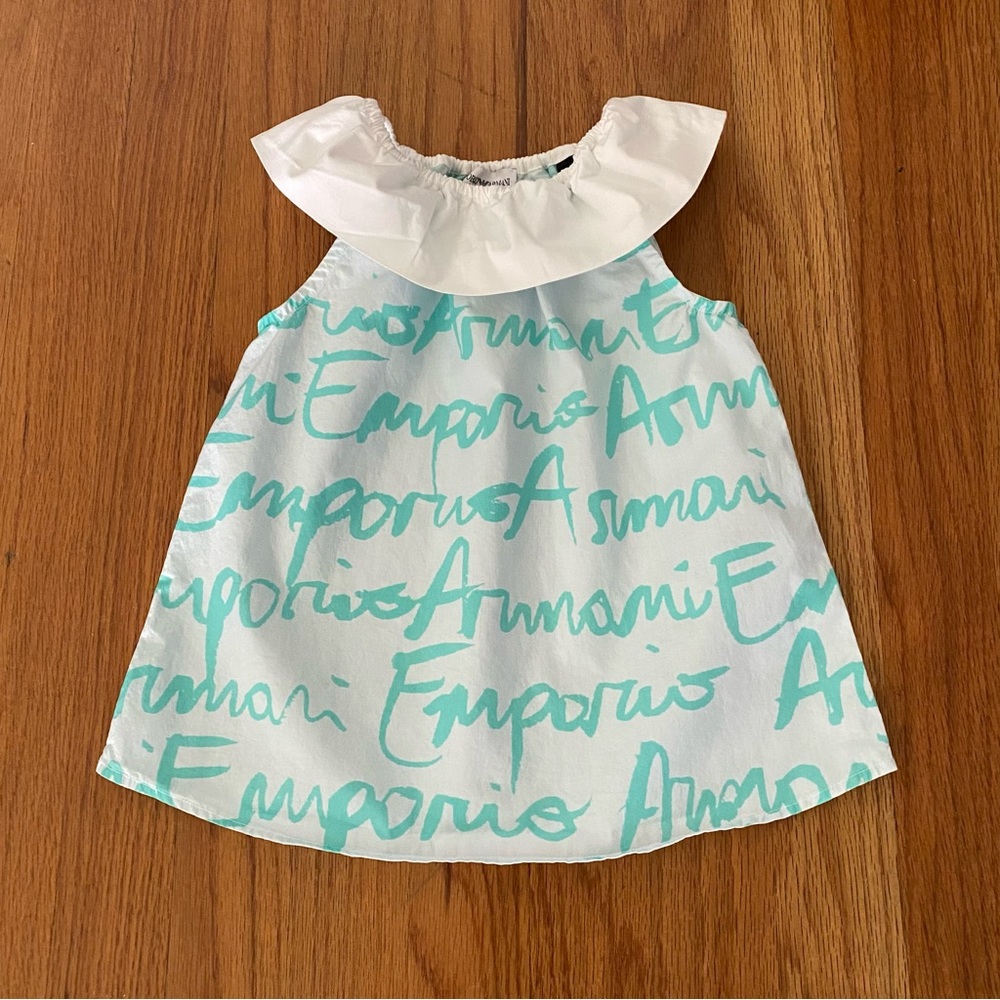 Emporio Armani White and Teal Dress